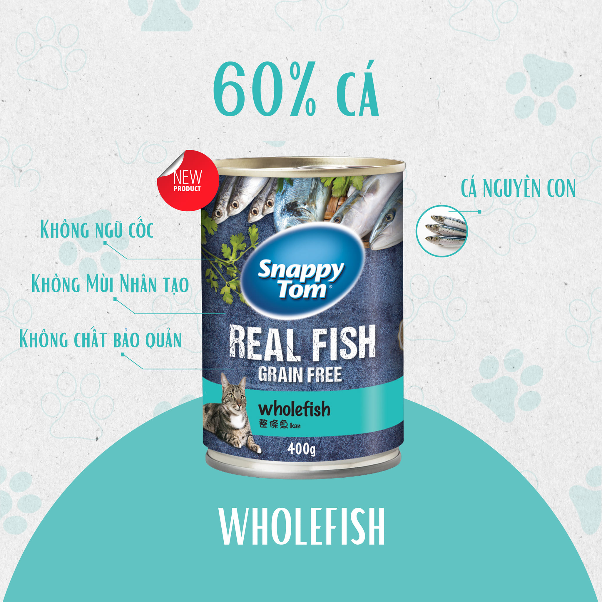 Pate Snappy Tom Lon 400g Real Fish - Pate Cho Mèo Snappy Tom Từ Cá 