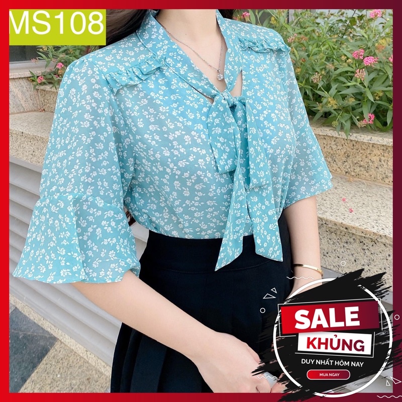 ❌ FREESHIP- ÁO SƠ MI NỮ CÔNG SỞ CỘT NƠ CỔ BÈO VAI (MS108)