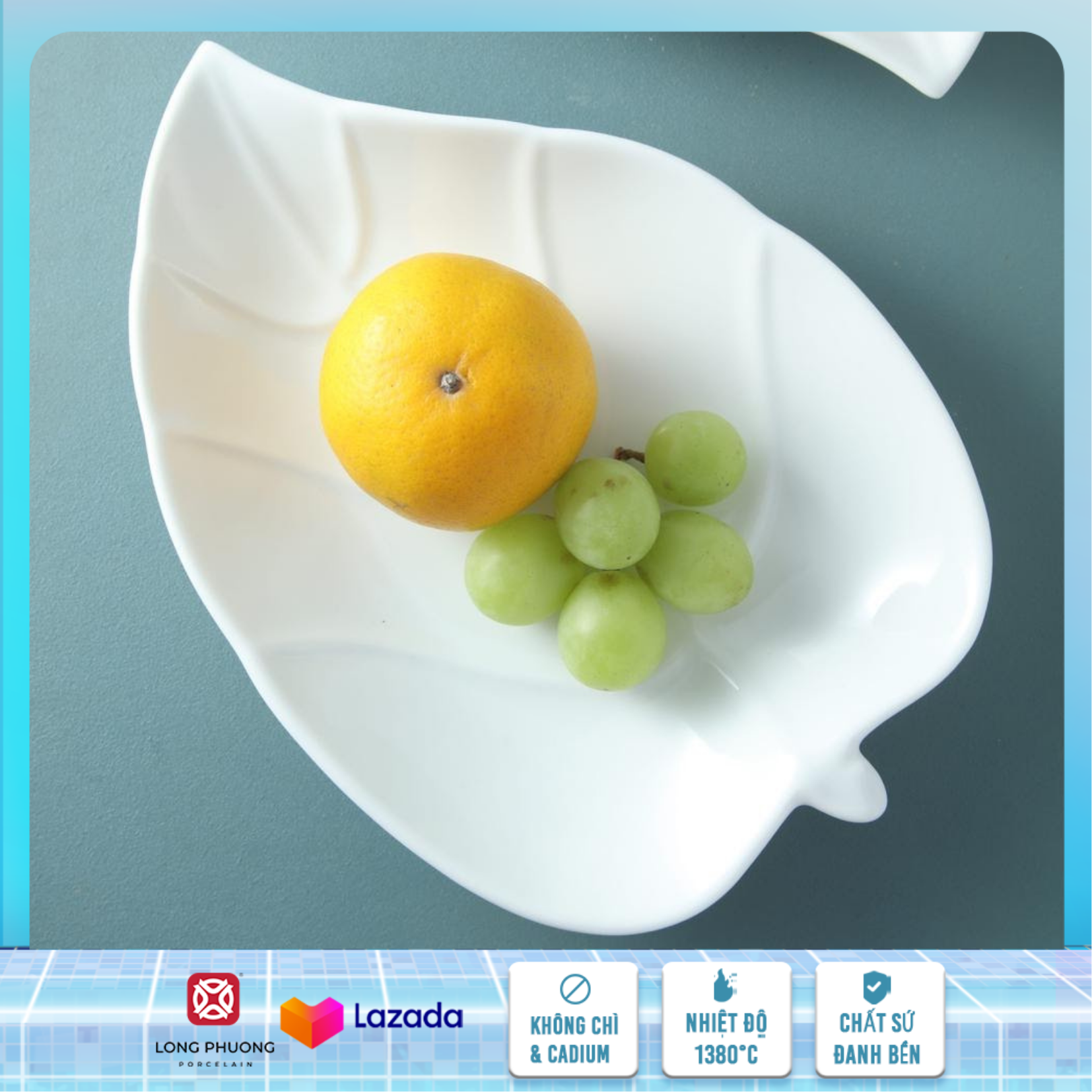 Đĩa Lá Sâu Lòng - đĩa sứ trắng sâu lòng, đĩa hình lá, đĩa sâu, đĩa hình dáng lạ mắt Bằng Sứ Cao Cấp Long Phương 24cm