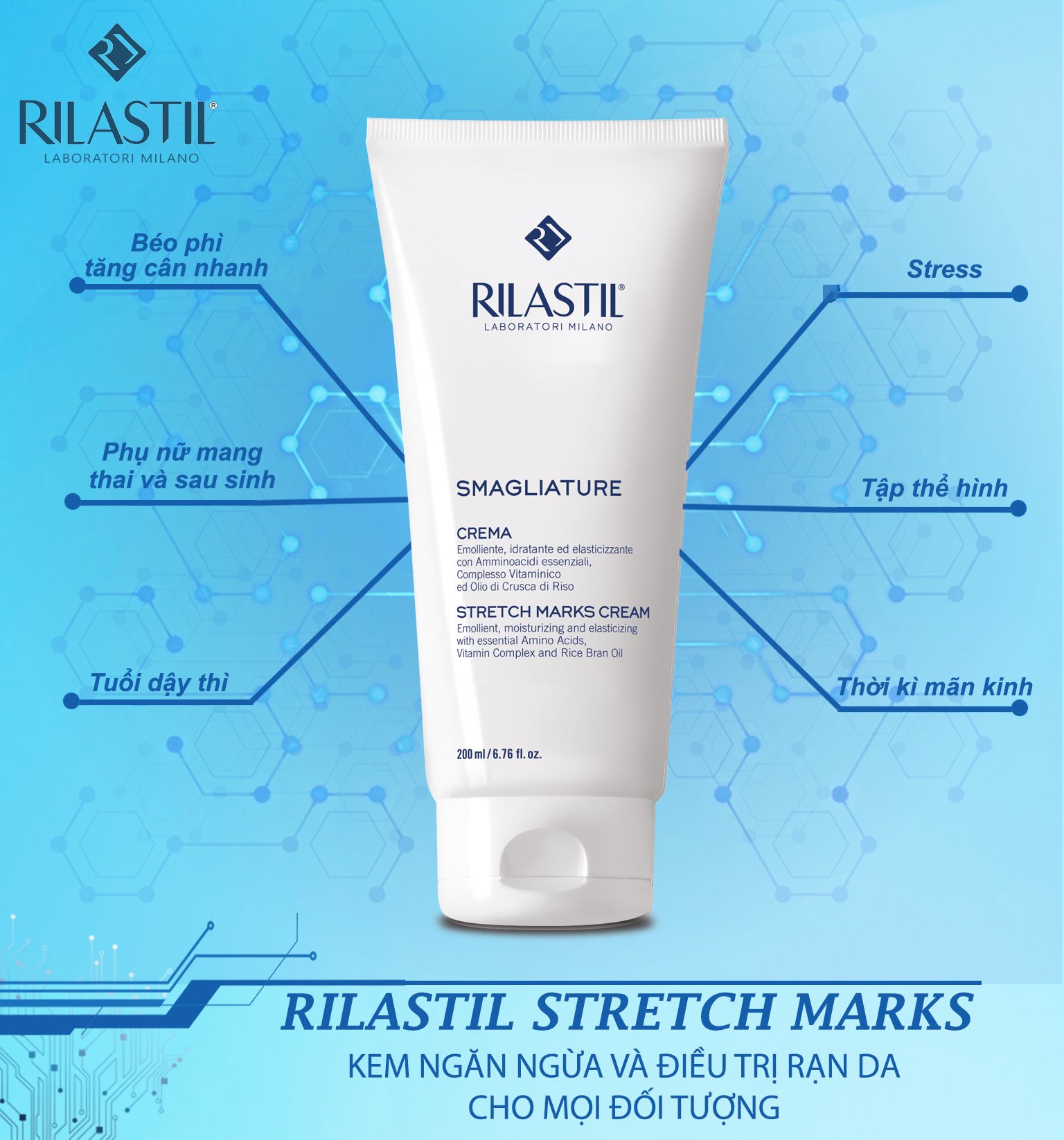 Kem chống rạn da Rilastil Stretch Mark 200ml