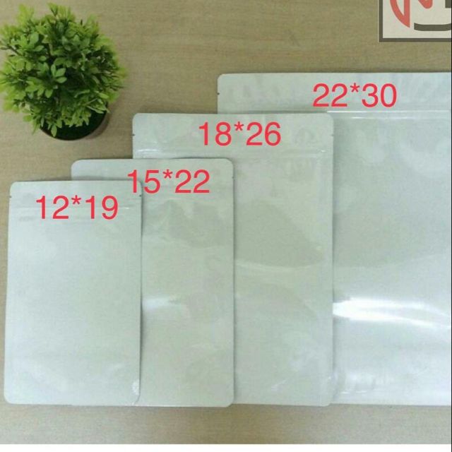 1kg túi zip đáy đứng 2 mặt trắng sữa cao cấp (túi zipper đáy đứng)
