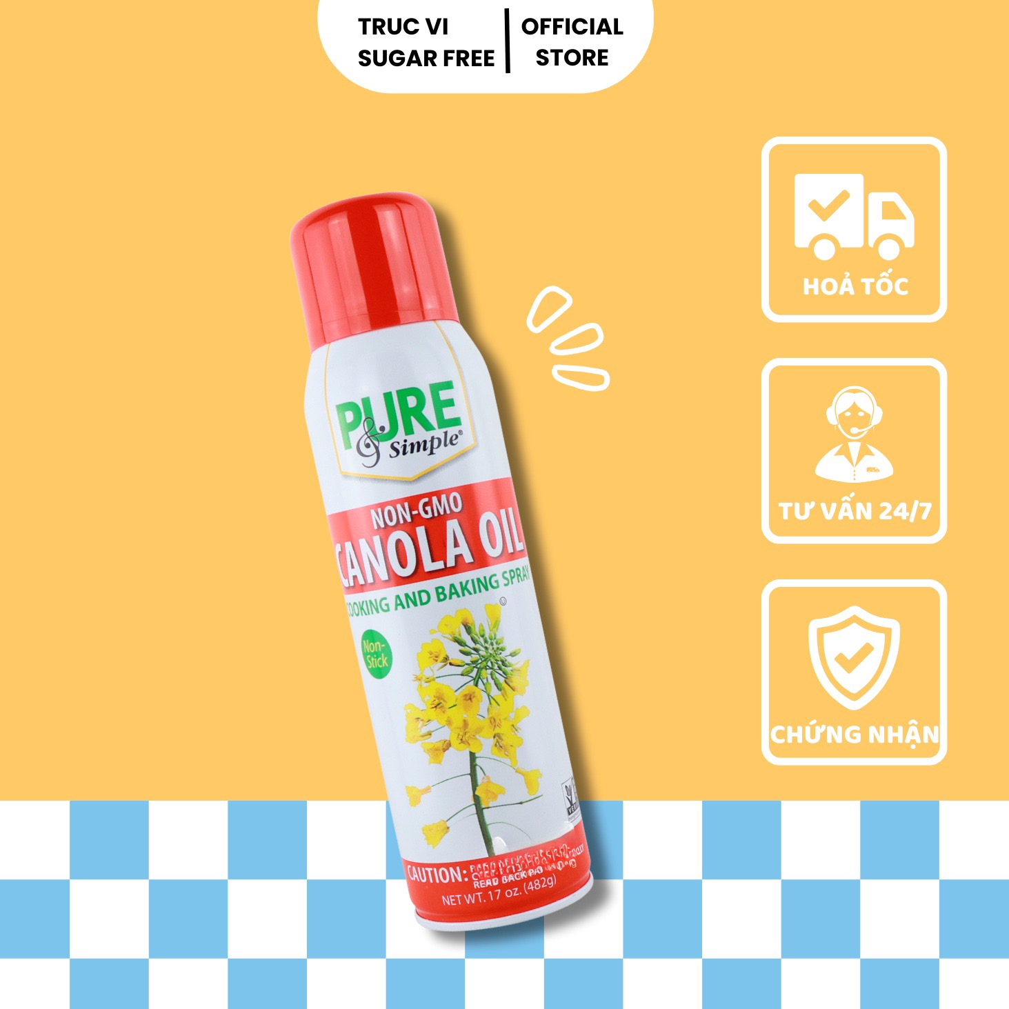 [17oz] Dầu ăn kiêng dạng xịt Pure&Simple dầu hoa cải( eat clean , keto ,gymer ,tiểu đường).