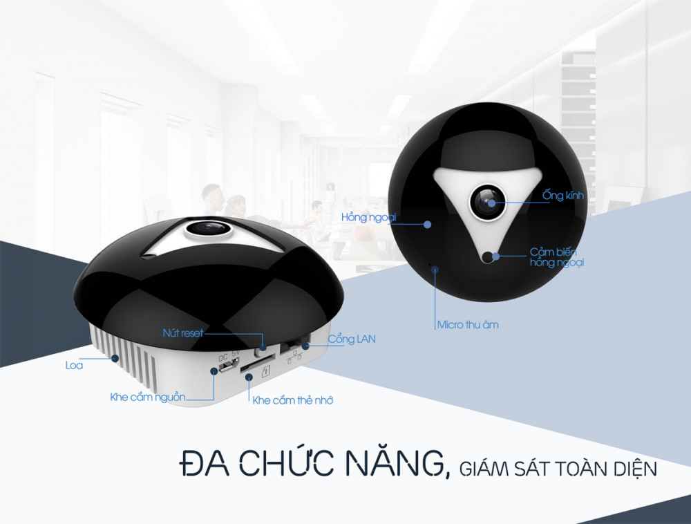 Camera Ip Wifi EbitCam Fisheye EBF2 (3.0 MP) - EBF2 ốp Trần
