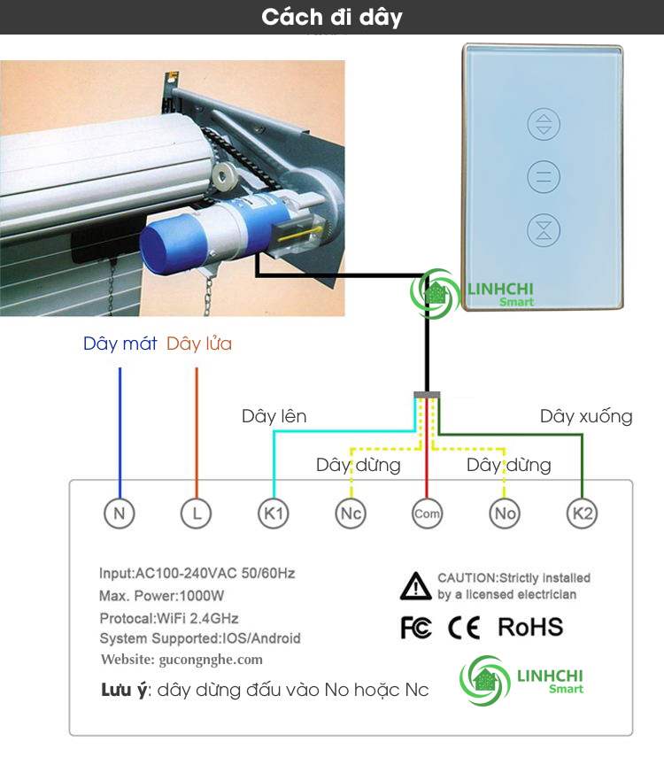 CÔNG TẮC CỬA CUỐN WIFI TUYA thông minh