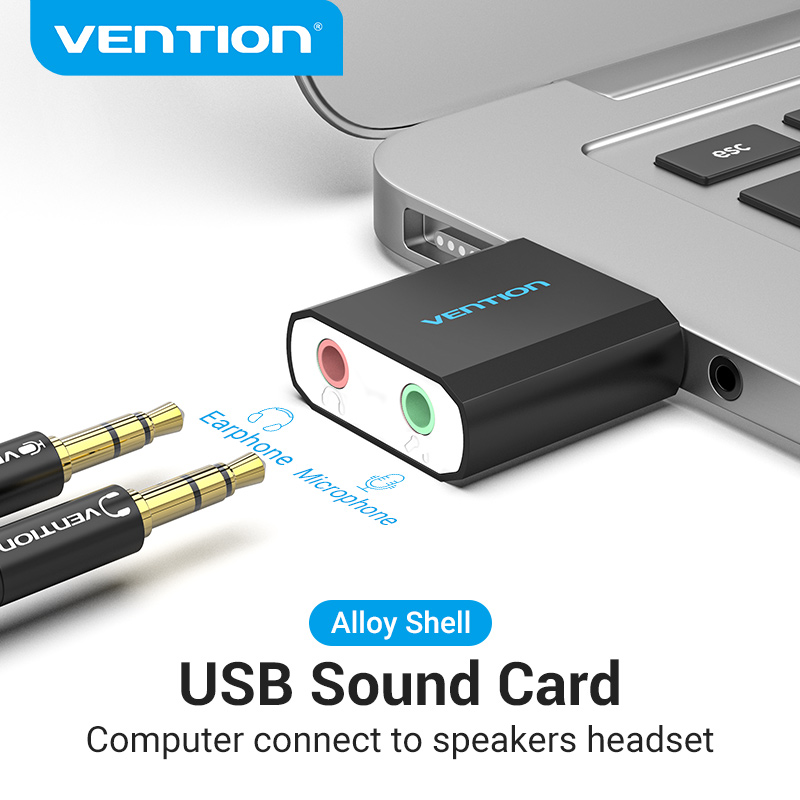 Vention External Sound Card USB To 3.5mm Jack Aux headset Adapter Stereo Audio sound card For Speaker PC Mic Laptop Computer PS4