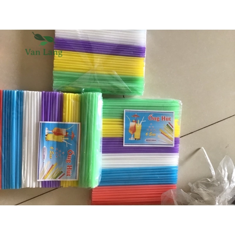 Ống hút nhựa dài 20cm 6 màu bịch hơn 200 ống tiện lợi