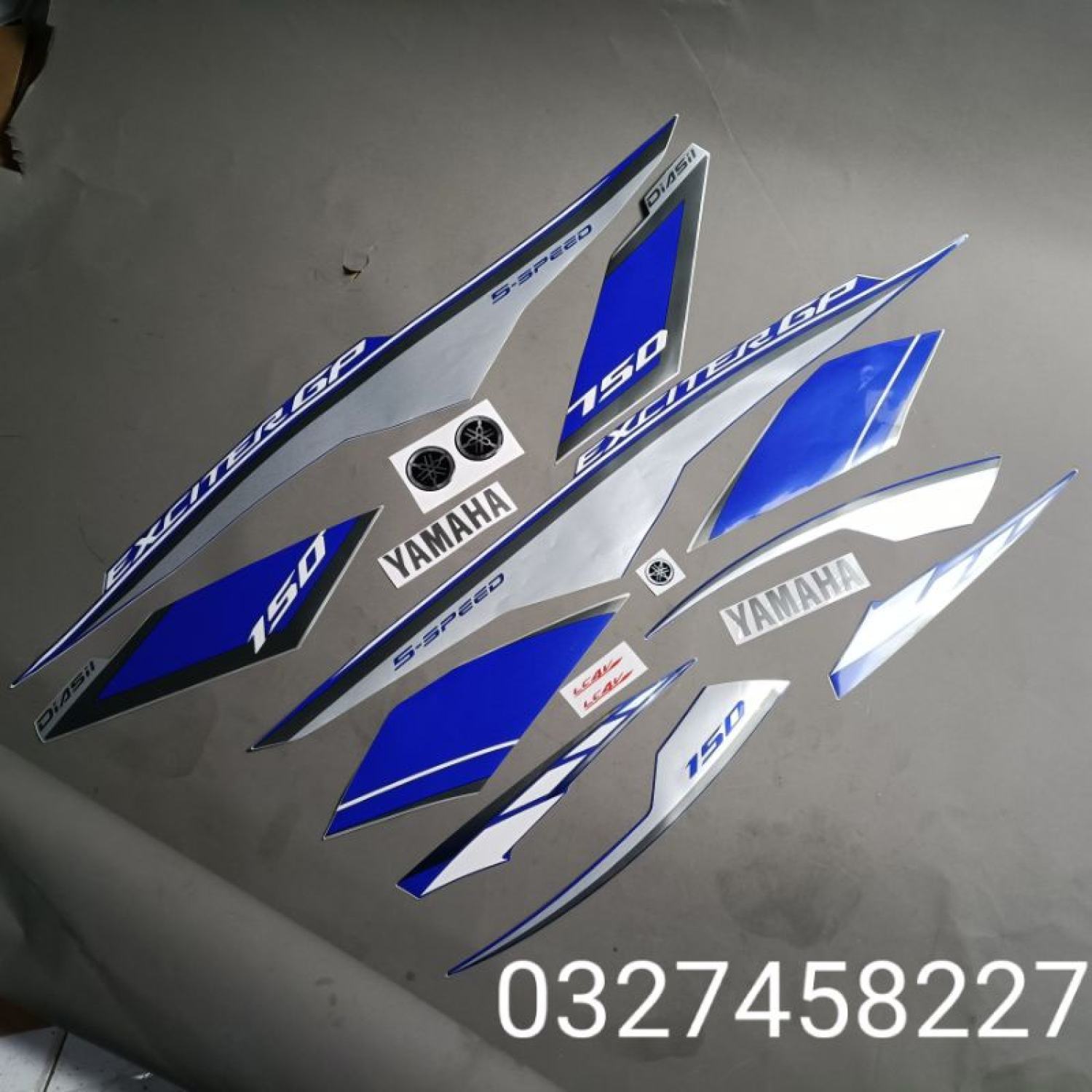 Bộ tem dán xe exciter 150 màu xanh gp