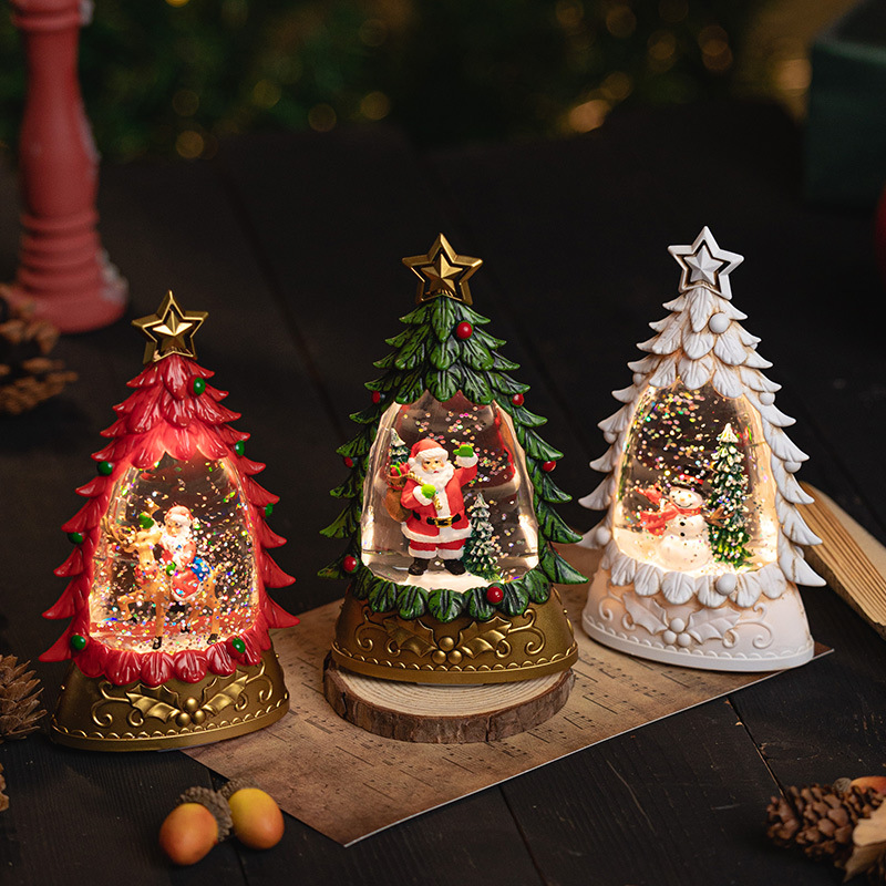 Đèn cây thông đặt bàn, đèn hộp quà trang trí, đồ quà tặng dịp Noel