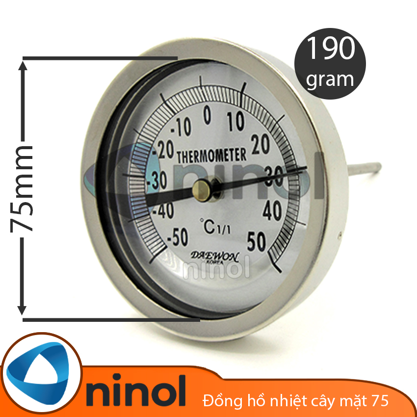 Đồng hồ đo nhiệt độ inox chân sau mặt 75