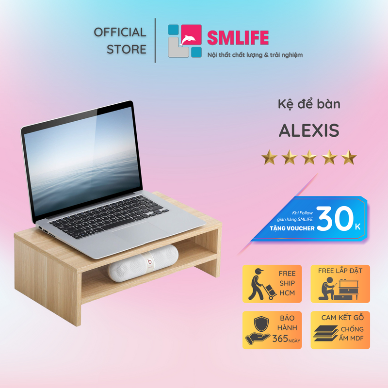 Kệ để bàn gỗ hiện đại smlife alexis