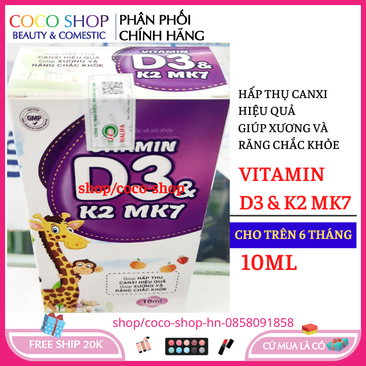 Vitamin D3 K2 MK7 giúp tăng chiều cao, chống còi xương, 10 ml