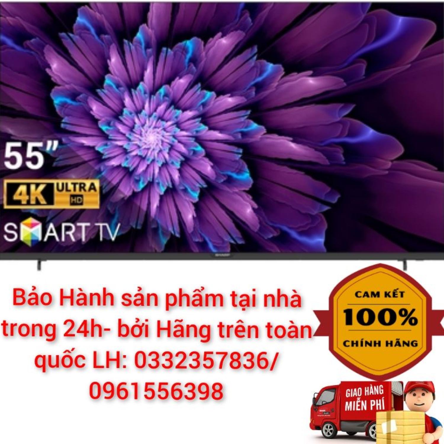 Bảng giá Smart Tivi Sharp 55 Inch 4T-C55CJ2X 4K HD < Chính hãng BH:24 tháng tại nhà toàn quốc >