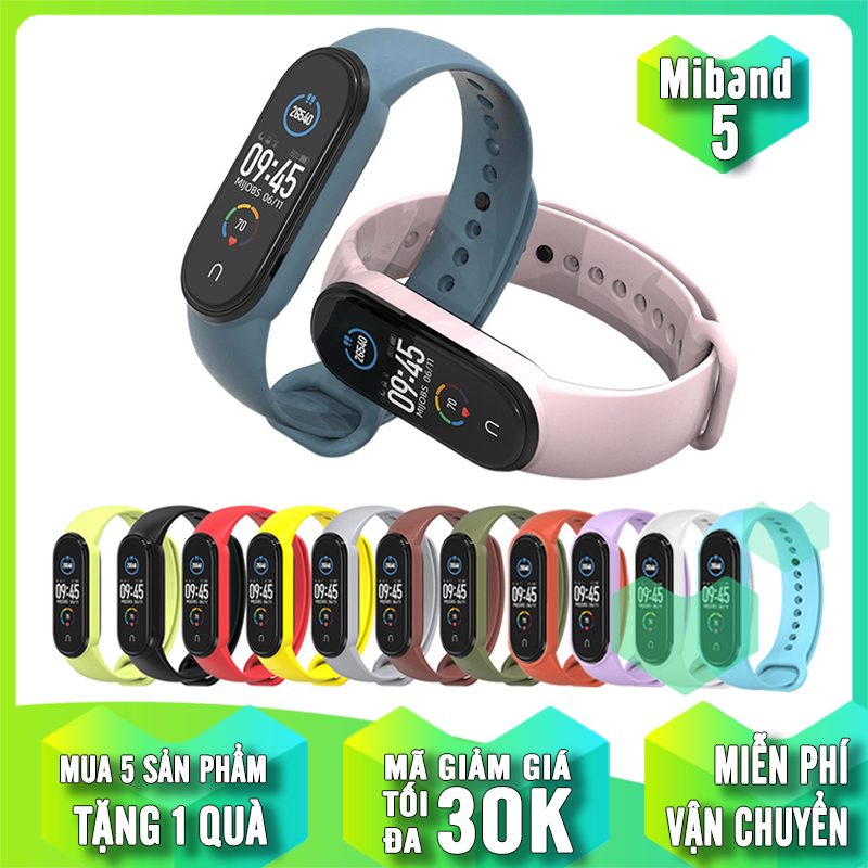 Dây đeo thay thế cho Xiaomi Miband 5 nhựa dẻo TPU Trơn nhiều màu Mijobs