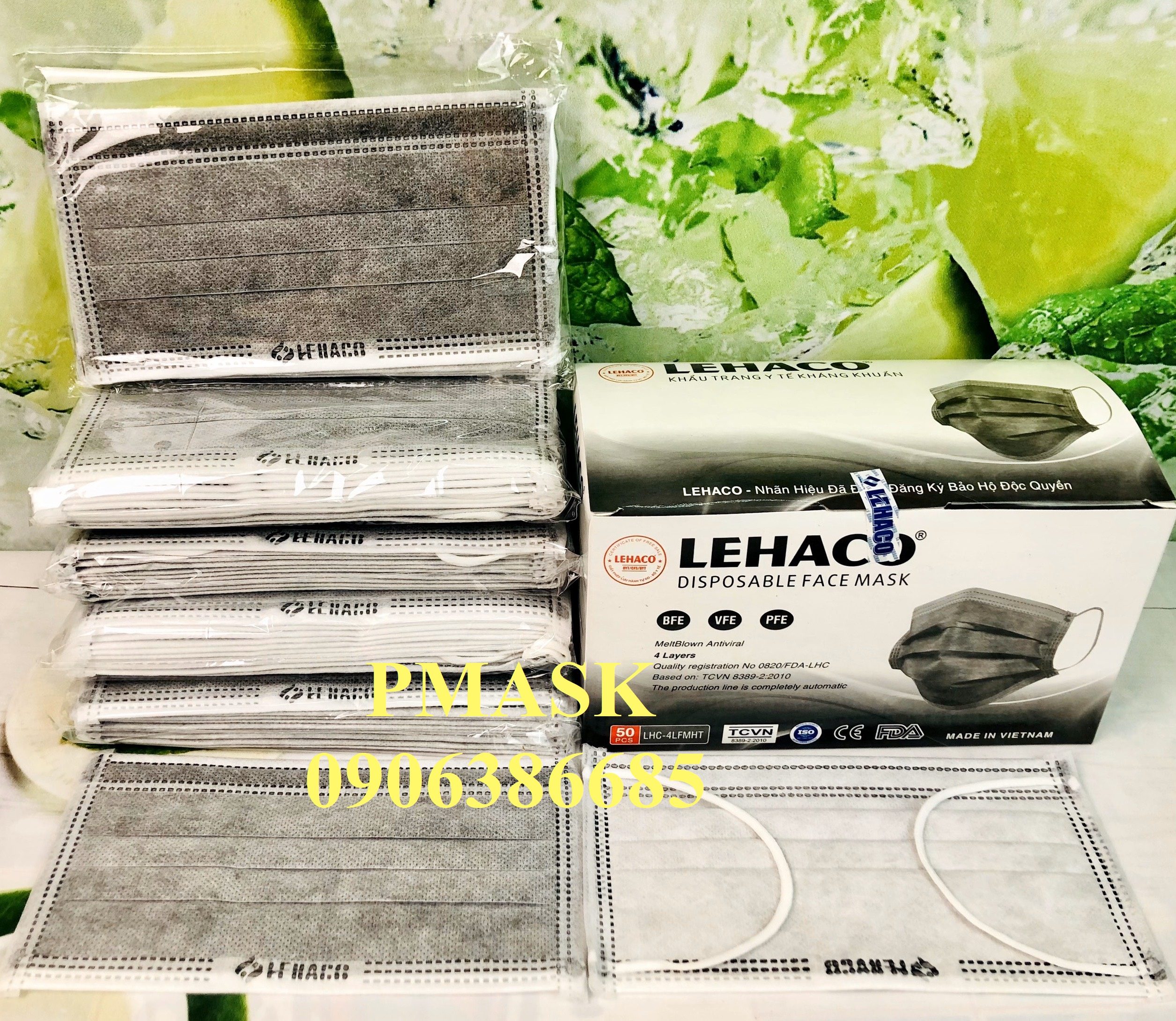 Khẩu trang 4 Lớp Lehaco Xám