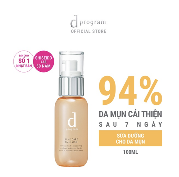 [HCM]Sữa dưỡng cho da mụn d program Acne Care Emulsion 100ml