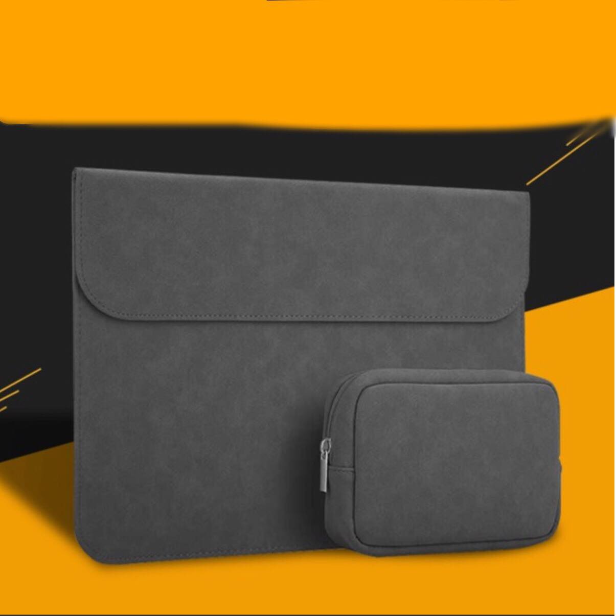 BAO DA, TÚI DA, CẶP DA CHỐNG SỐC CHO MACBOOK, LAPTOP CHẤT DA LỘN MÀU XÁM