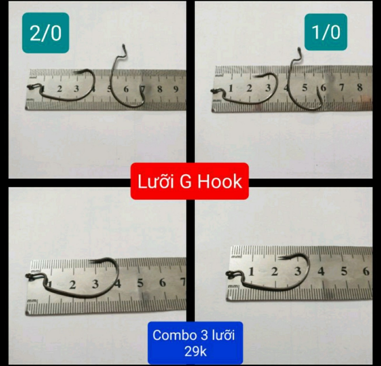 Combo 5 g hook / lưỡi mồi mềm / lưỡi ghook / lưỡi đơn câu cá