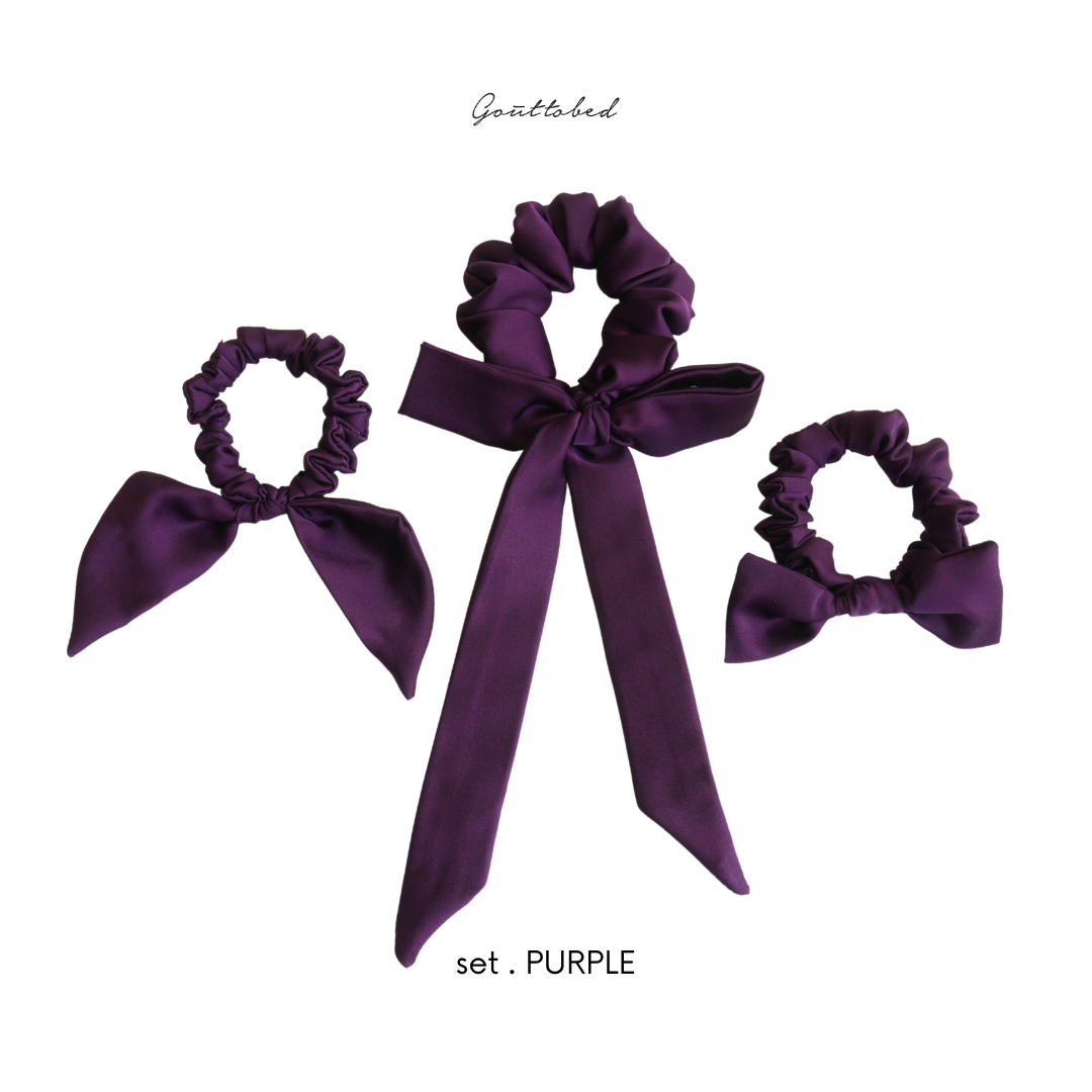Scrunchies cột tóc nơ Gouttobed Lụa Satin Silk (nhiều màu)