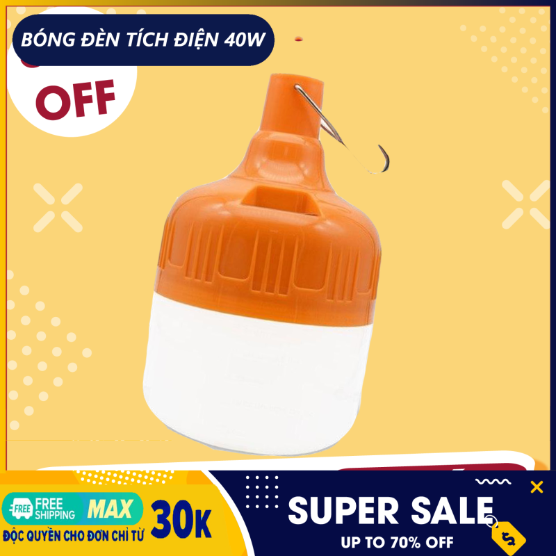 (40W-60W) Bóng đèn tích điện, đèn LED, bóng đèn LED sạc tích điện (4-6H) công suất 40W-60W đầu cắm USB sử dụng cho hàng quán vỉa hè, hàng rong, dã ngoại, picnic ngoài trời