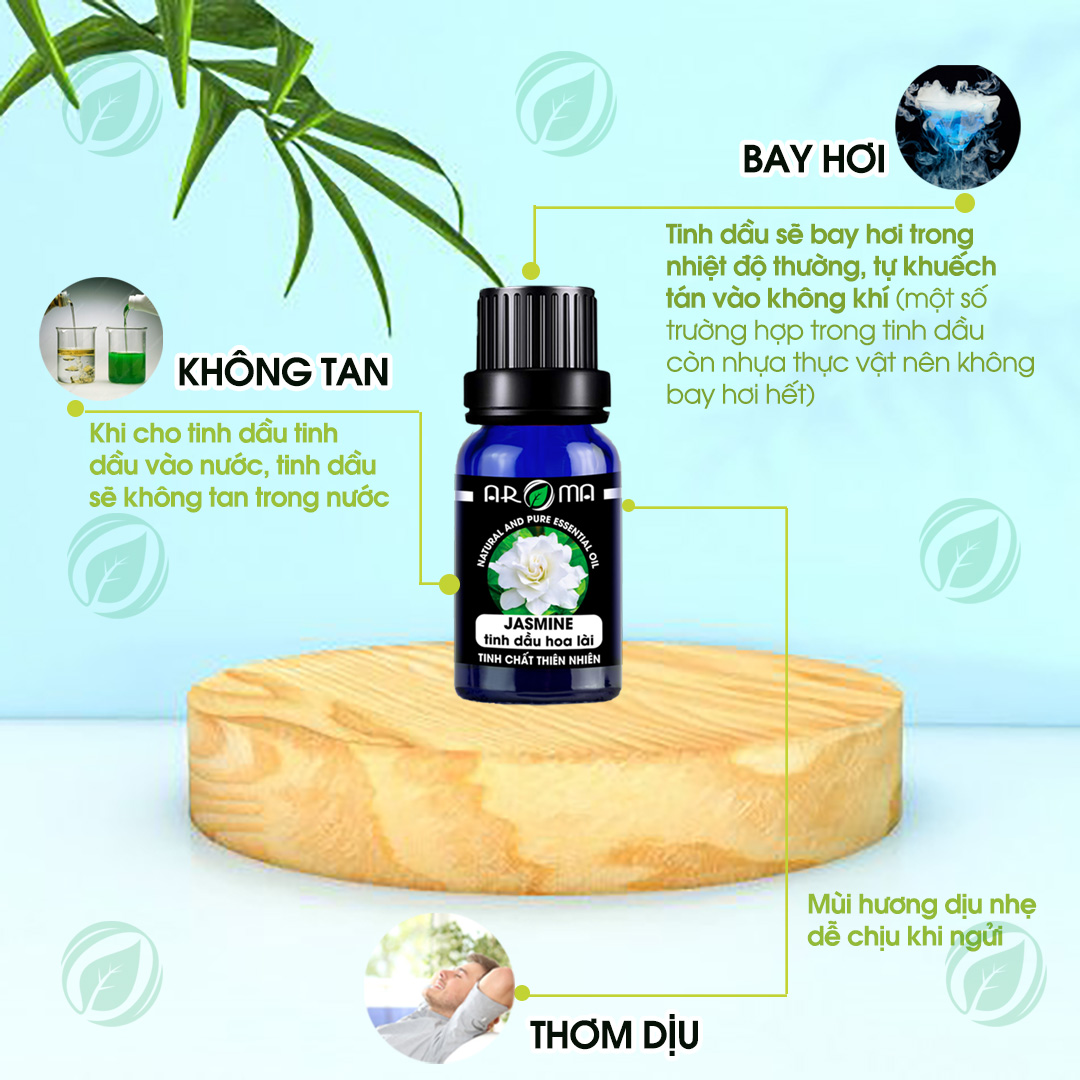 Tinh dầu Hoa Lài AROMA Jasmine Essential Oil, tinh dầu thơm phòng, khơi dậy cảm xúc thăng hoa
