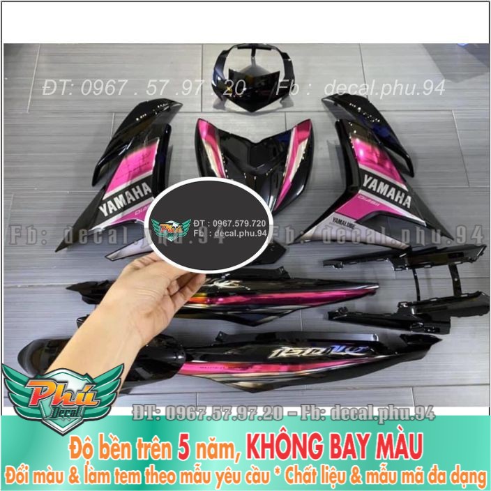 Tem rời exciter 150 đen hồng crom -mã 3