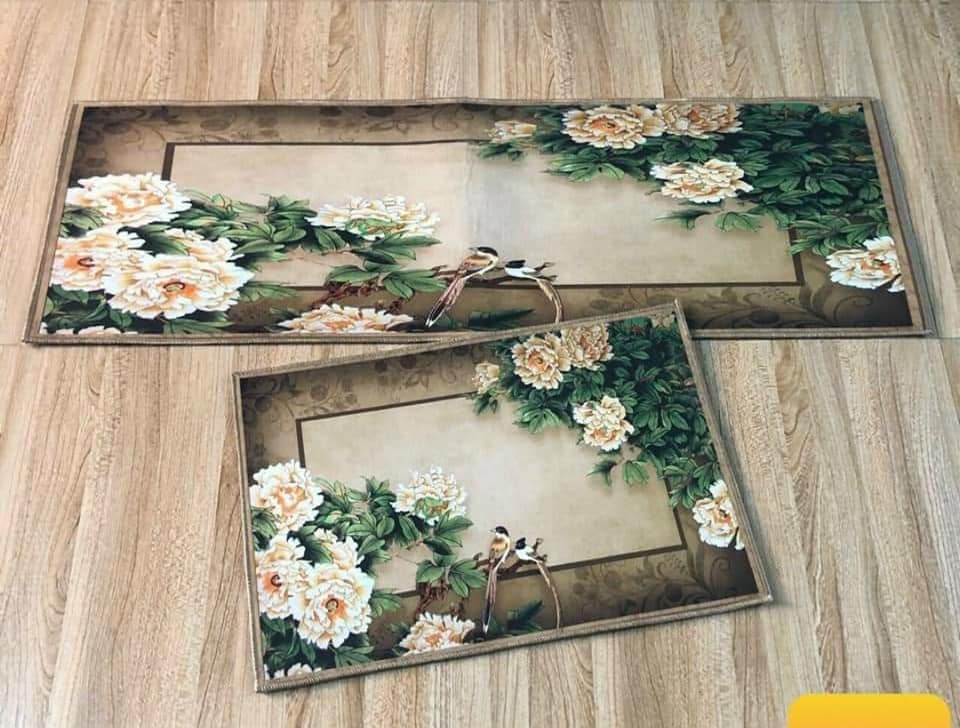 Combo 2 thảm nỉ nhà bếp trang trí đế cao su chống trượt 0.4x1.2m và 0.4x0.6m, cobo 2 tham ni nha bep trang tri de cao su chong tron truot