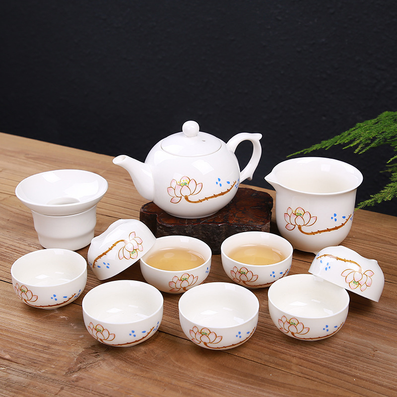 Bộ ấm chén sứ pha trà đạo (đầy đủ như hình)