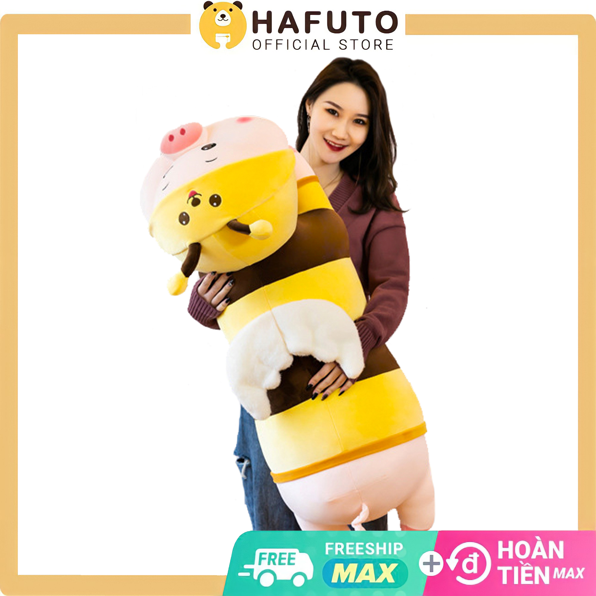 gấu bông khổng lồ 120cm heo nằm cosplay ong cao cấp hafuto 1m2 1