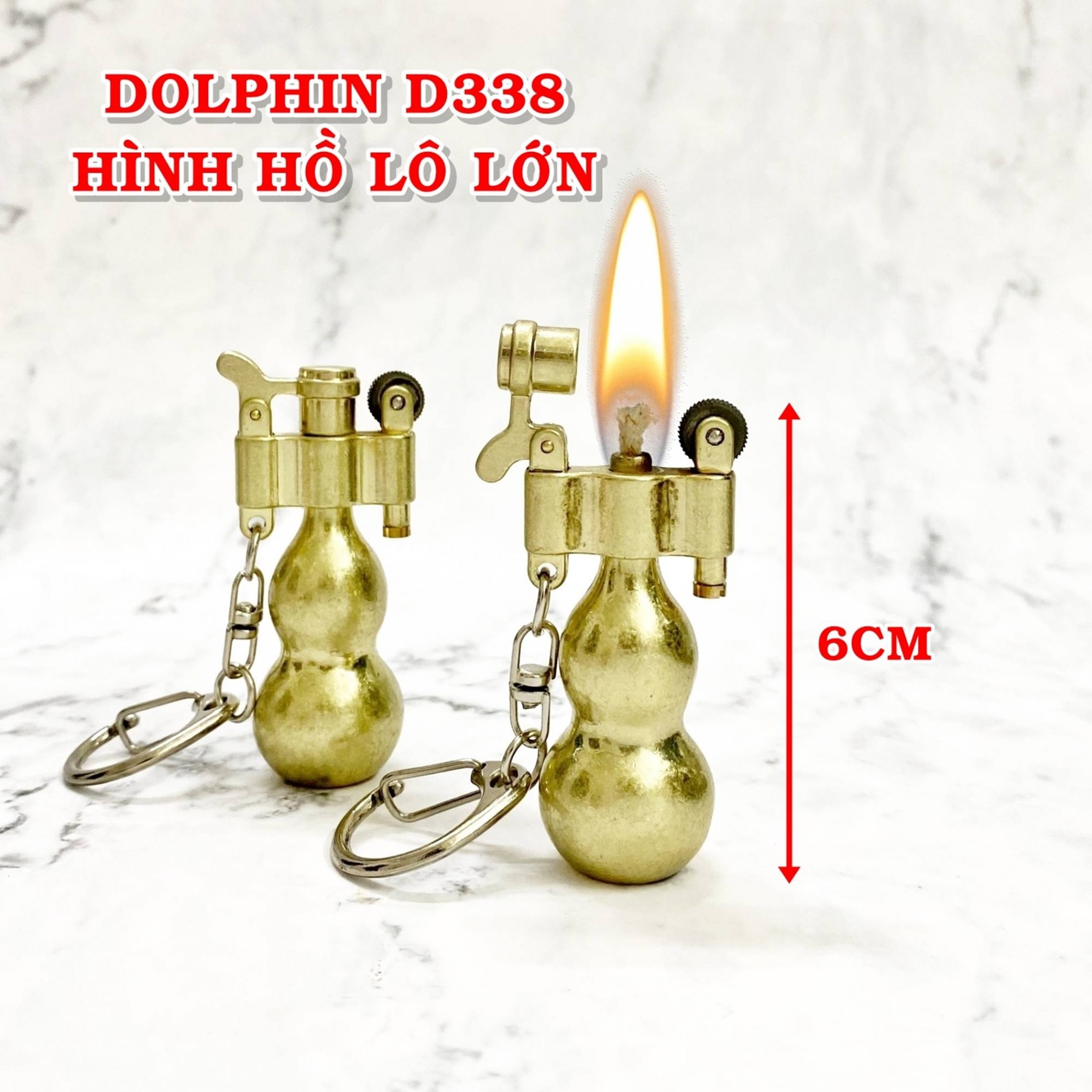 Bật lửa móc khóa hình hồ lô vàng - xài xăng