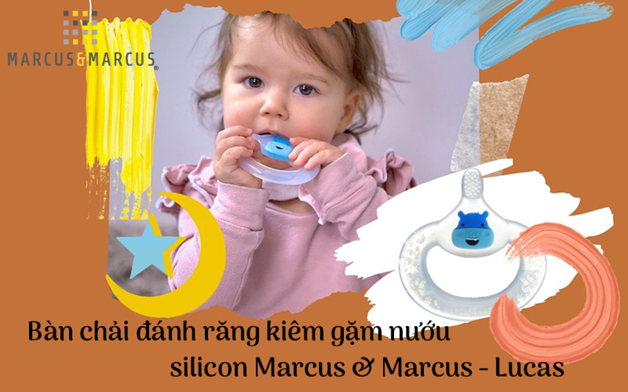 Bàn chải đánh răng kiêm gặm nướu silicon cho bé Marcus & Marcus, từ 6 tháng - Lucas