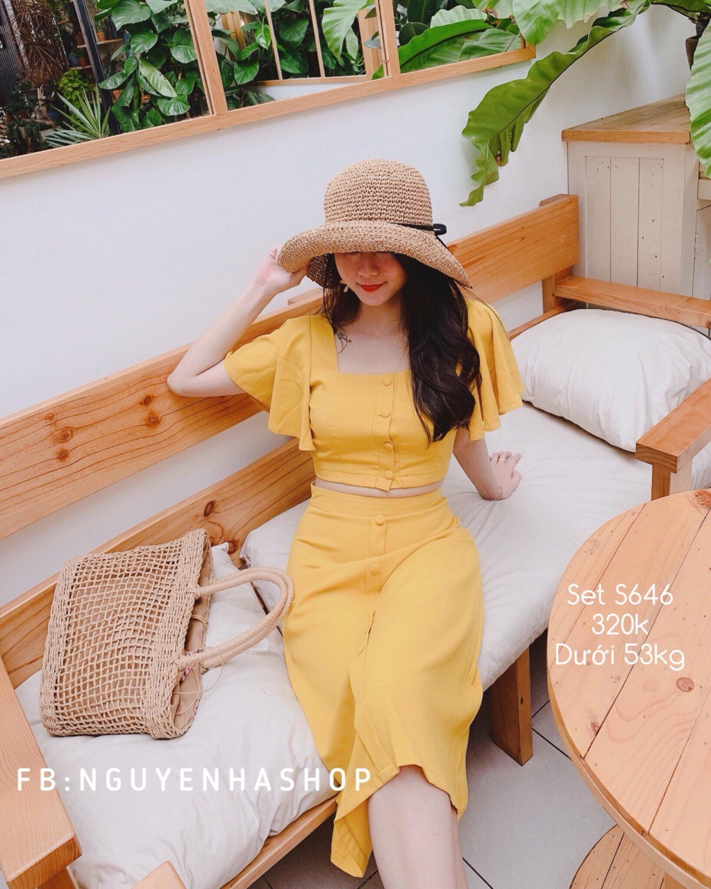 Sét đầm croptop cánh tiên áo có nút trước tay cánh dơi TTSA0111