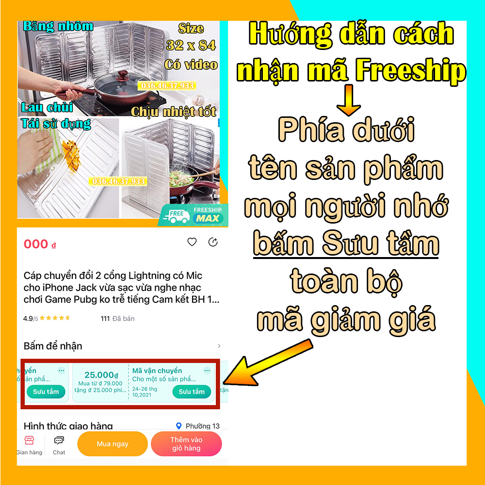 Combo 2 miếng nhôm chắn dầu mỡ bếp ga che gió màu bạc