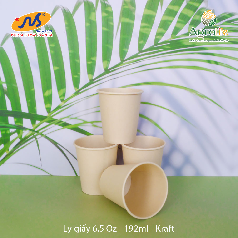 Ly giấy 6.5oz~192ml - Lốc 50 ly giấy trơn