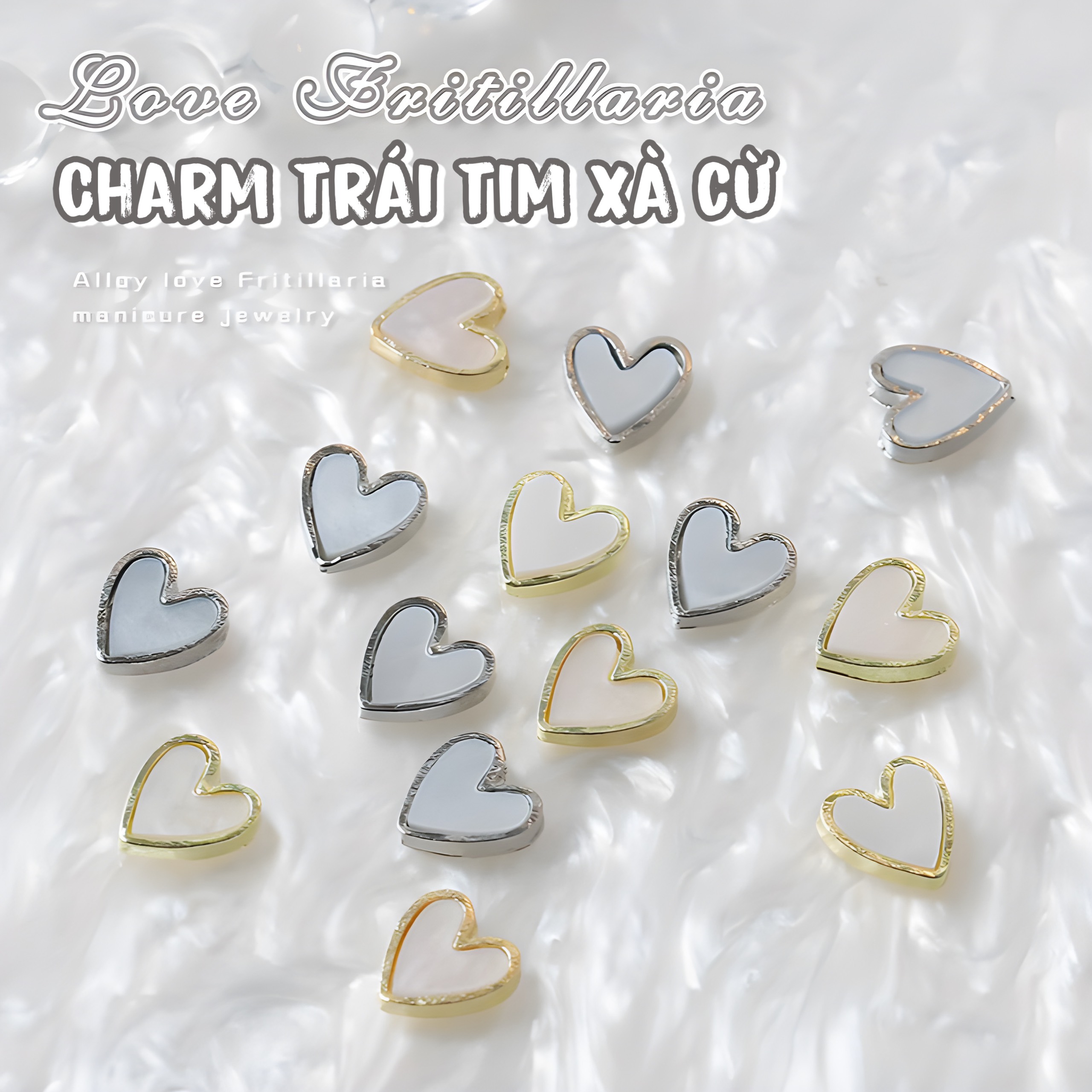 Charm Trái Tim Xà Cừ Tinh Tế HÀN QUỐC | Trang Trí Móng 5L