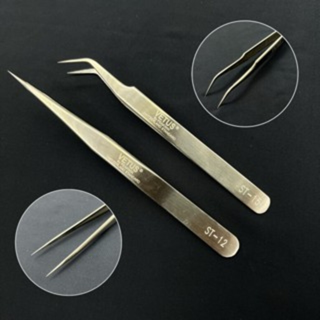 Nhíp tách mi Cong-Thẳng trơn Bạc_thân Trơn-thân Lỗ_(Loại 1)_dụng cụ nối mi_Thúy Hà