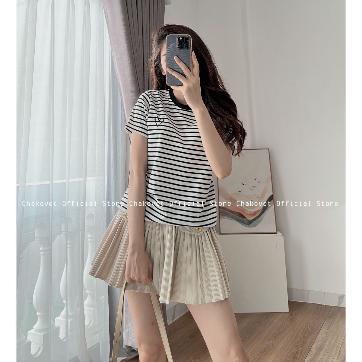 Áo thun nữ coton kẻ Chakovet - A8922