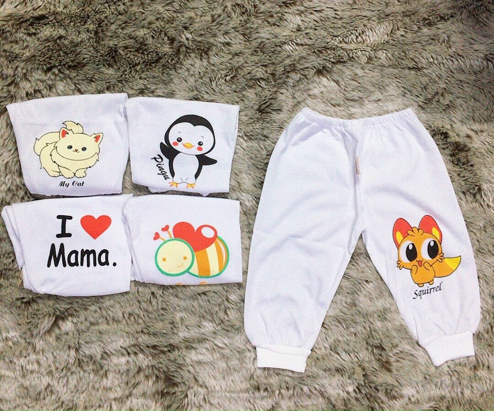 [HCM]Combo 5 Quần Dài Bo Gâu In Hình Thú Cho Bé Bosbibi Q004