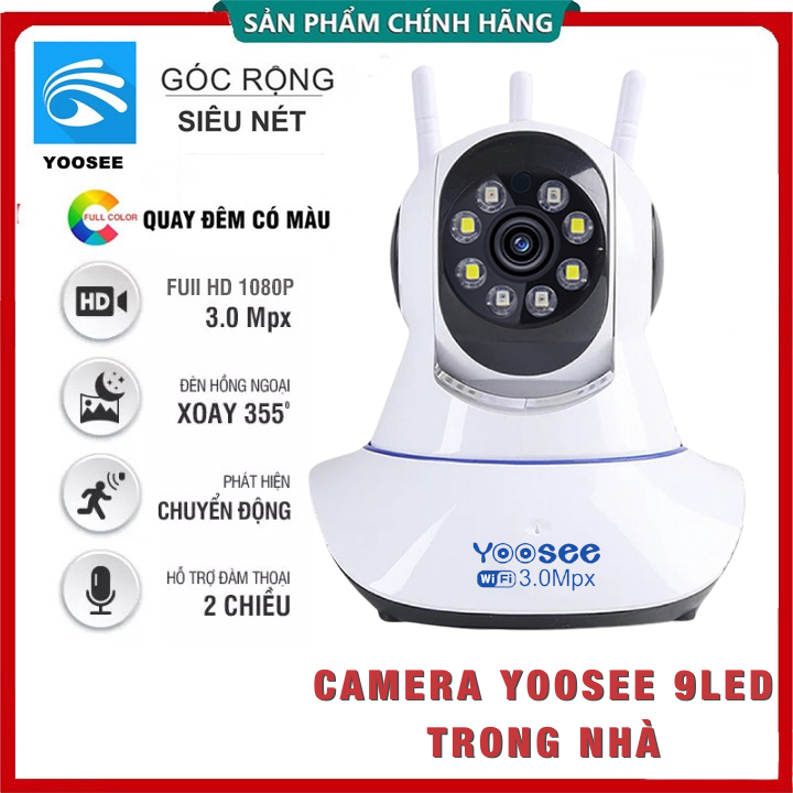 Camera ip yoosee wifi xoay 360 độ ban đêm có màu quan sát rõ ngày và đêm full hd 1080p 2.0mpx báo động chống trộm kèm thẻ nhớ chính hãng