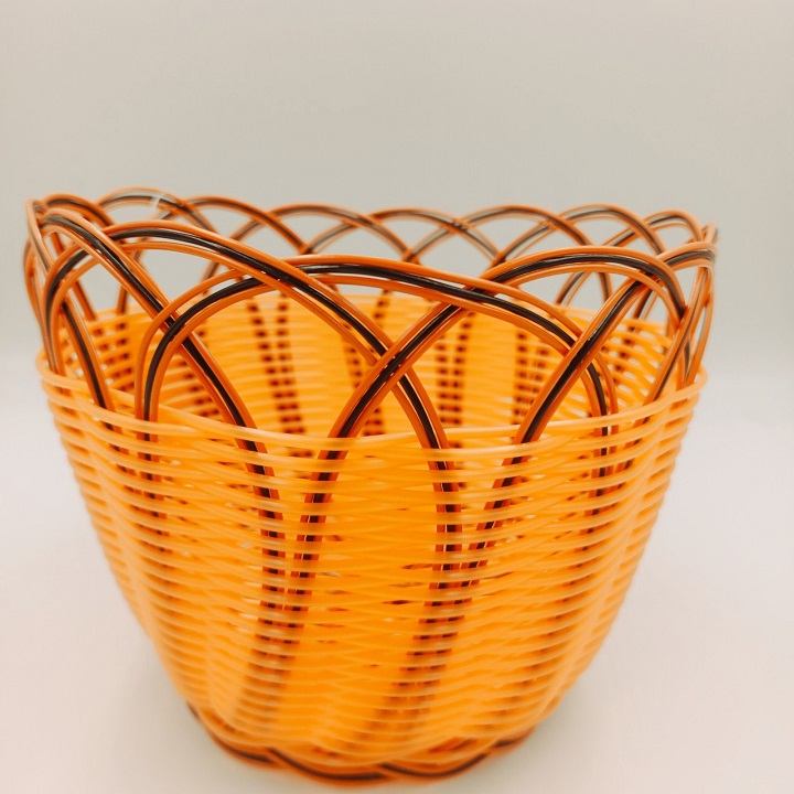 Artificial Plastic deep rattan round basket for multifunctional storage