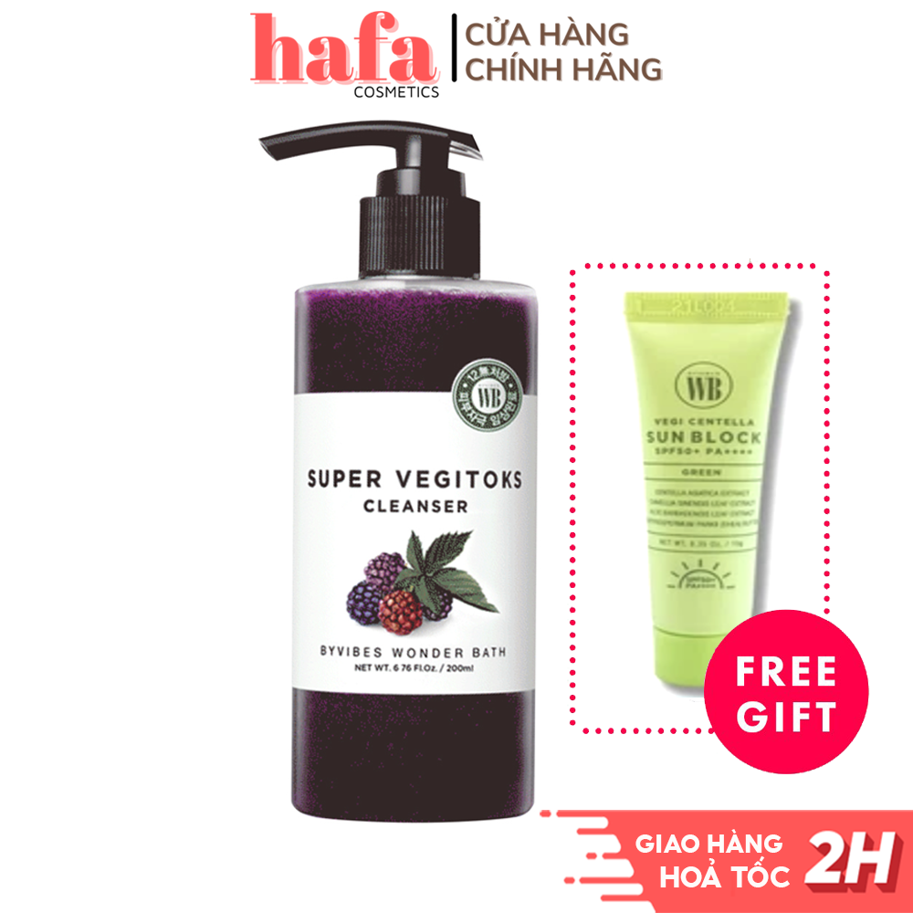 [Tặng quà tặng mini]Sữa Rửa Mặt Rau Củ Làm Sạch Sâu Thải Độc Da Bybibes Wonder Bath Super Vegitoks Cleanser 300ml _ Wonder Bath Chính Hãng