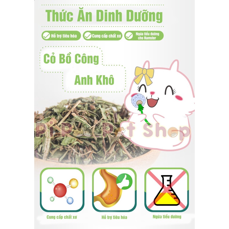Cỏ bồ công anh sấy khô cho Hamster, Thỏ, Bọ