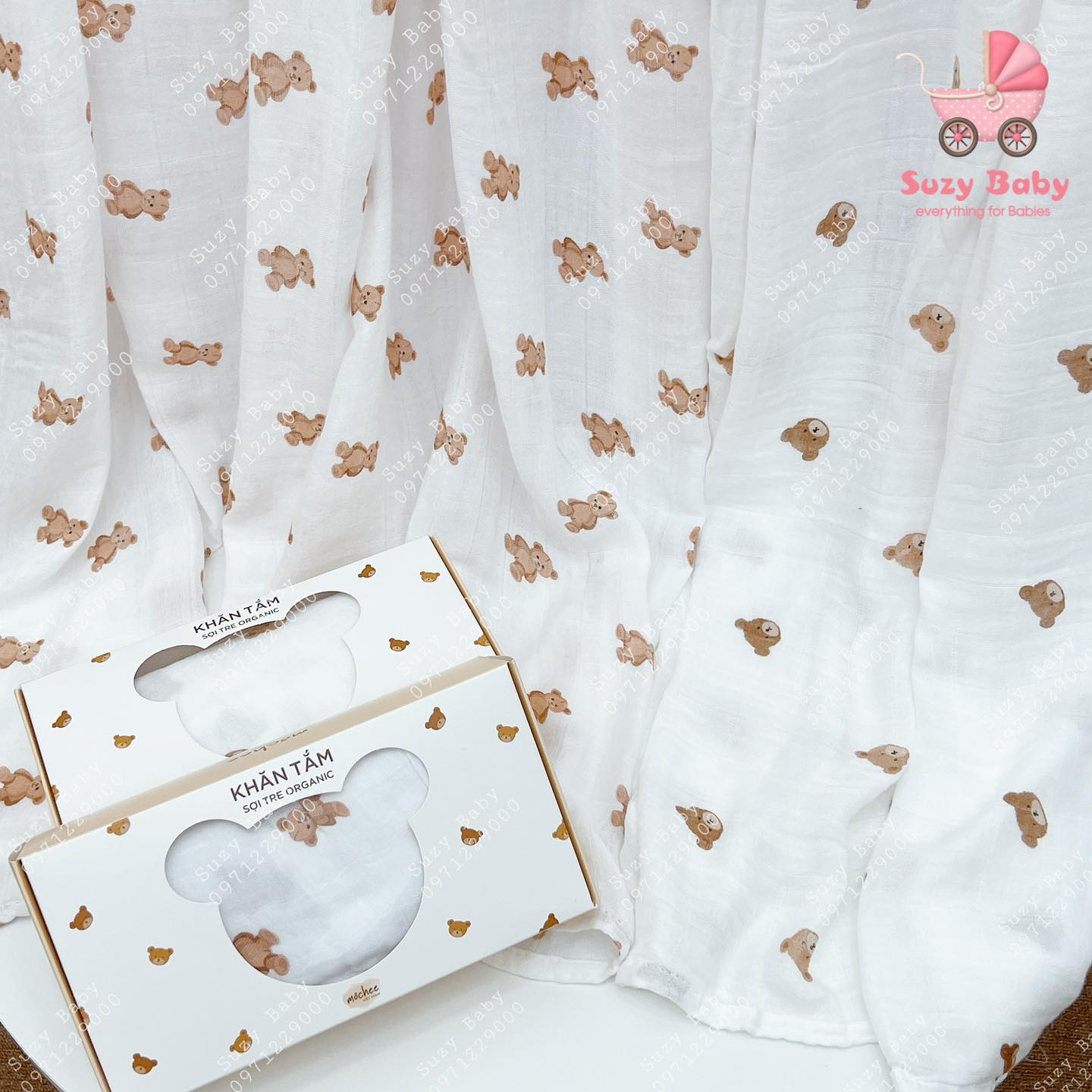 Khăn tắm xô sợi tre organic MOchee cho bé