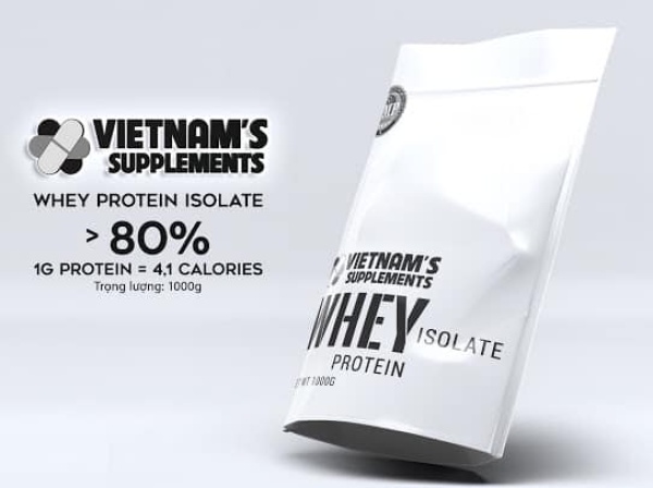 Sữa bổ sung đạm whey - Supplements Việt Nam Whey Protein Isolate vị vani 1KG cao cấp