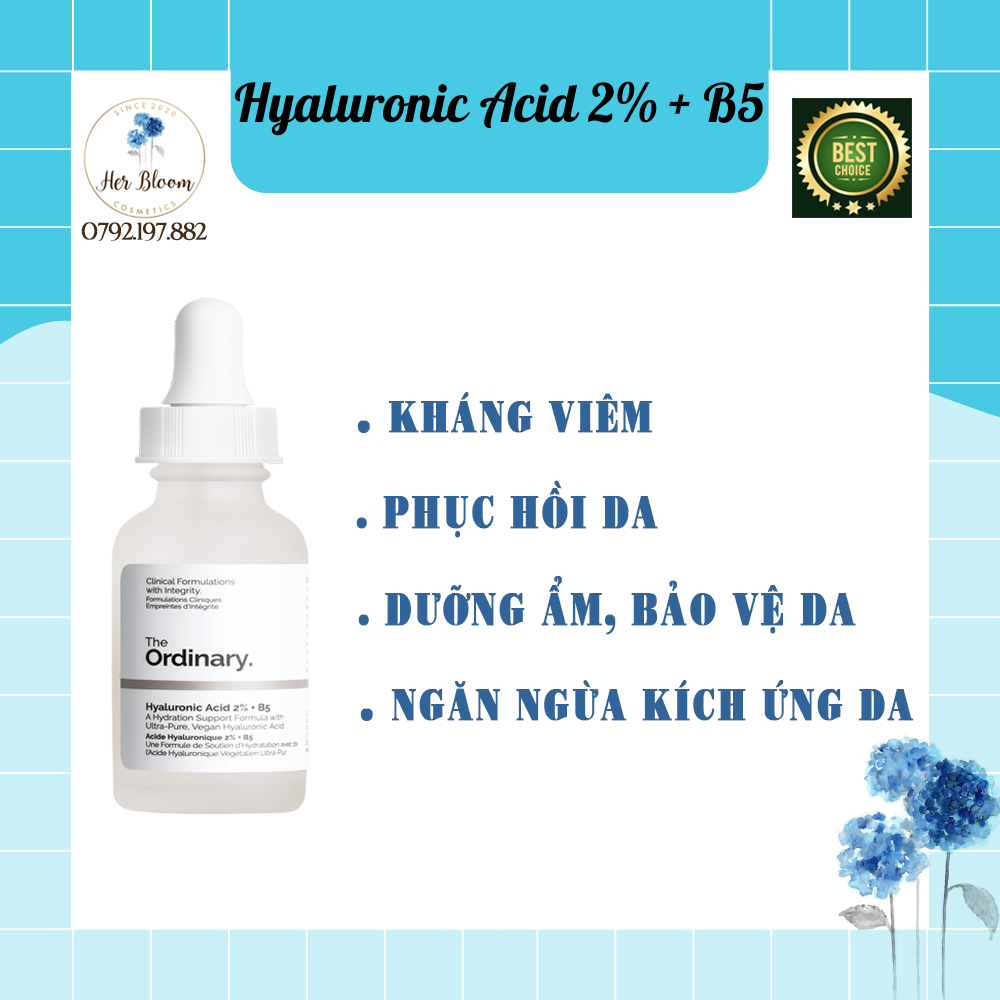 [BẢN CANADA-THE ORDINARY]-Serum cấp ẩm phục hồi Hyaluronic Acid 2% + B5