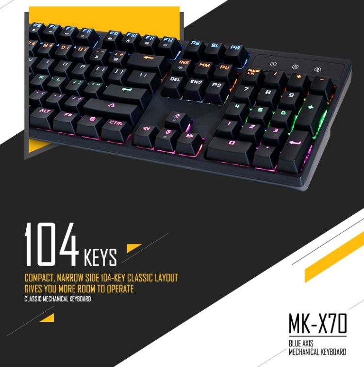 Bàn Phím Cơ Chuyên Game Có Đèn LED APEDRA MK-X70