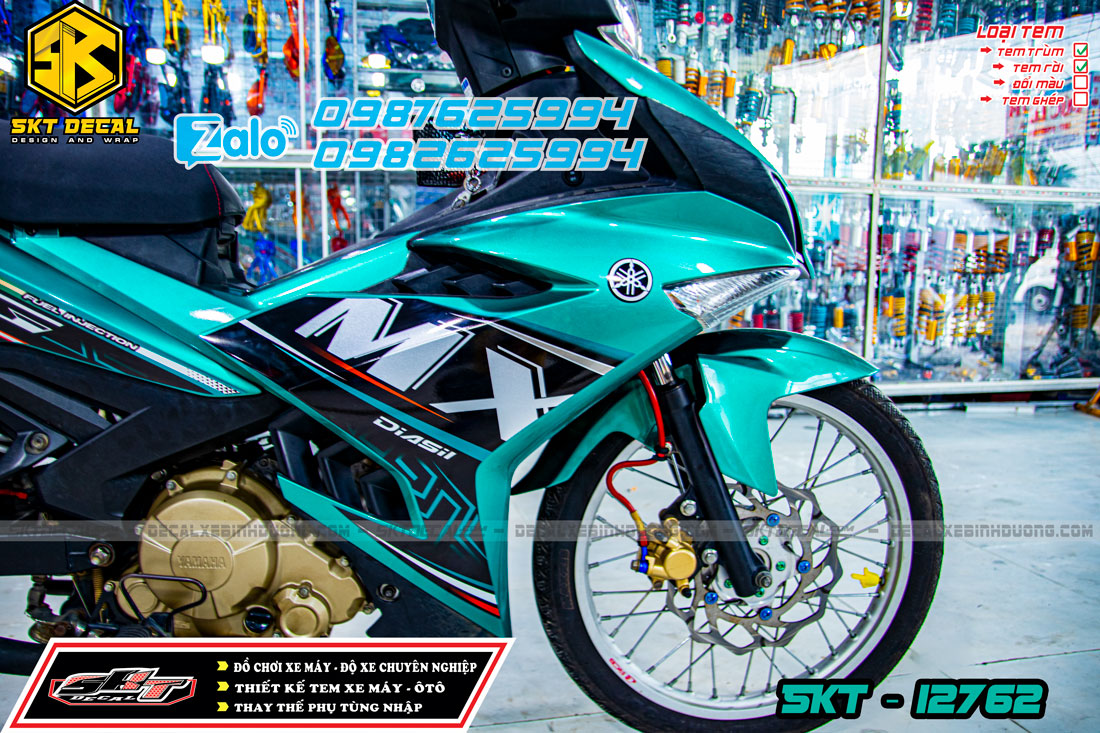 tem trùm exciter 150 xanh đen trắng mx king