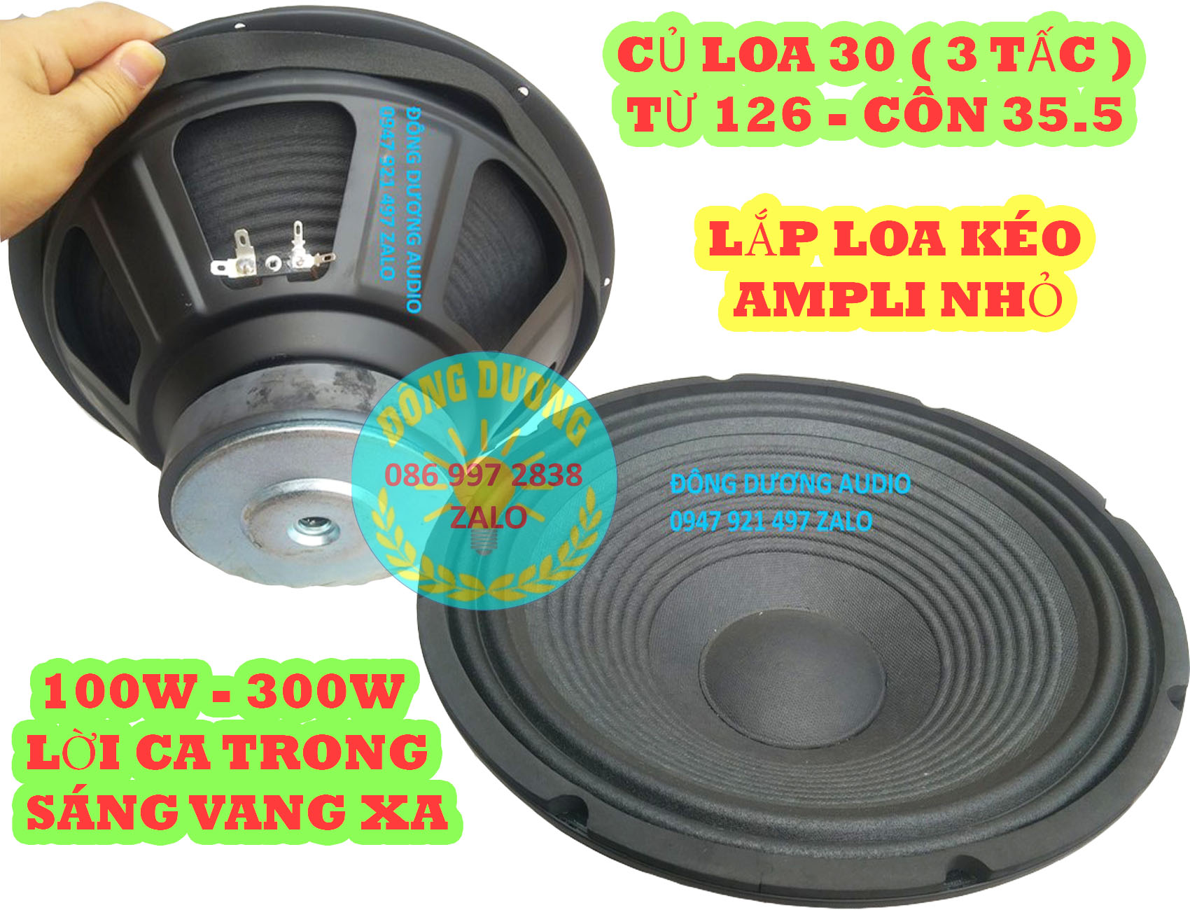 2 CỦ LOA KÉO 3 TẤC GÂN VẢI TẨM DẦU TỪ 126MM CÔNG SUẤT 300W - CỦ LOA 30 - LOA BASS 30