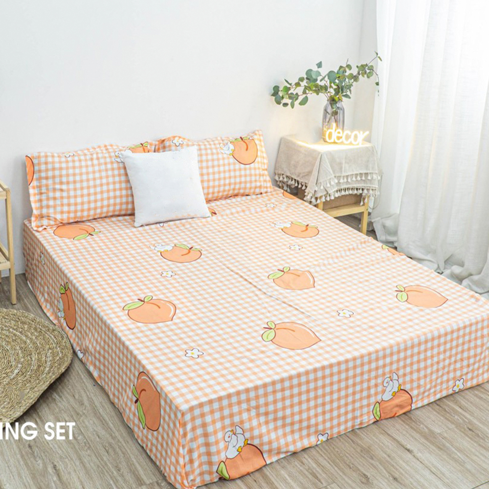 Ga gối trải giường, ga chun bọc nệm vải cotton poly mẫu khủng long bơ nhiều kích thước ga m2/m6/m8/2m2