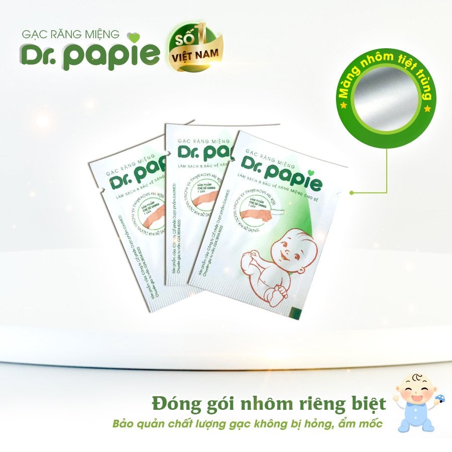 [Date 2025] Gạc Rơ Lưỡi Dr Papie Vệ Sinh Răng Miệng Cho Bé