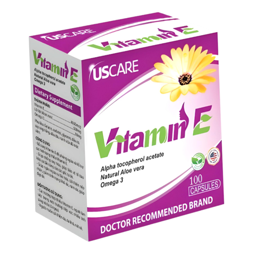 Viên uống đẹp da Vitamin E giúp làm giảm nếp nhăn, thâm nám , sẹo, hỗ trợ chống oxy hóa, hạn chế lão hóa da- hộp 100 viên- Dược Phẩm Bách Lộc